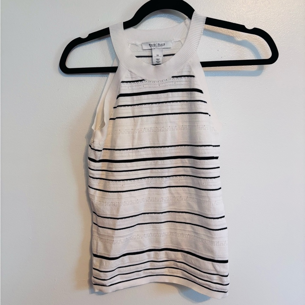 White House black market black and white striped knit tank